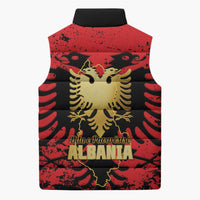Albania Independence Day Sleeveless Puffer Jacket Dita e Pavaresise Map Grunge Style - Wonder Print Shop