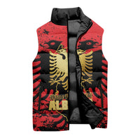 Albania Independence Day Sleeveless Puffer Jacket Dita e Pavaresise Map Grunge Style - Wonder Print Shop