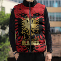 Albania Independence Day Sleeveless Puffer Jacket Dita e Pavaresise Map Grunge Style - Wonder Print Shop