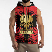 Albania Independence Day Sleeveless Zip Hoodie Dita e Pavaresise Map Grunge Style - Wonder Print Shop