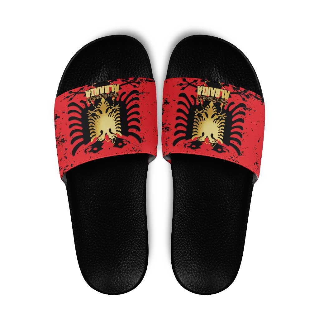 Albania Independence Day Slide Sandals Dita e Pavaresise Map Grunge Style - Wonder Print Shop