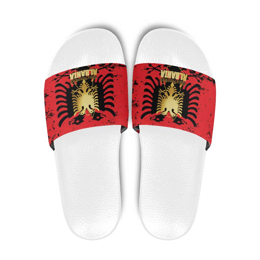 Albania Independence Day Slide Sandals Dita e Pavaresise Map Grunge Style - Wonder Print Shop