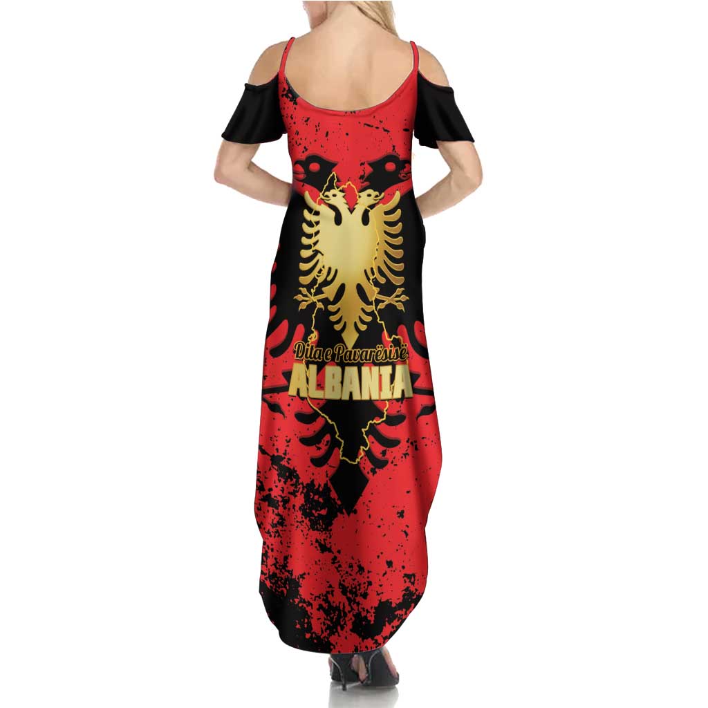 Albania Independence Day Summer Maxi Dress Dita e Pavaresise Map Grunge Style - Wonder Print Shop