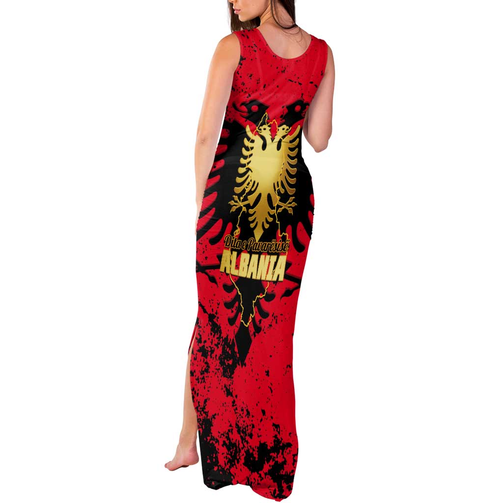 Albania Independence Day Tank Maxi Dress Dita e Pavaresise Map Grunge Style - Wonder Print Shop