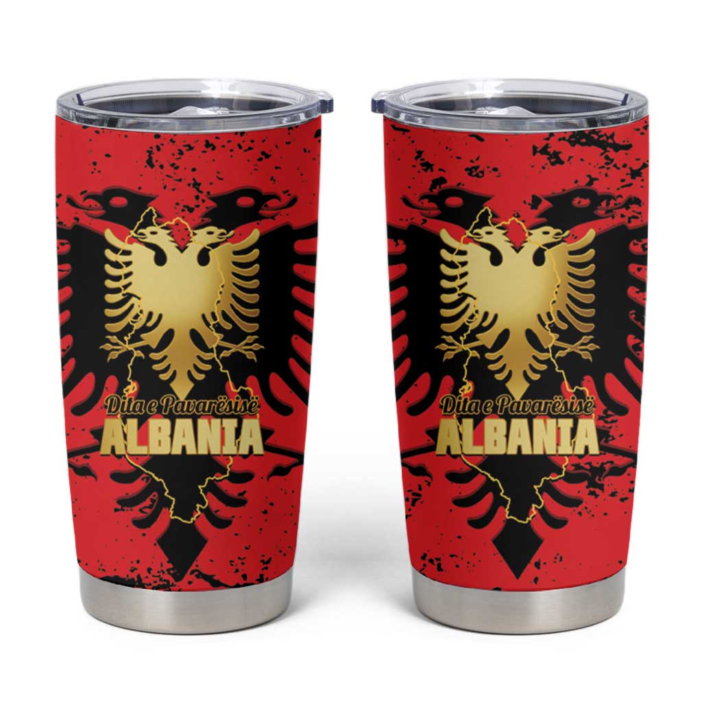 Albania Independence Day Tumbler Cup Dita e Pavaresise Map Grunge Style - Wonder Print Shop