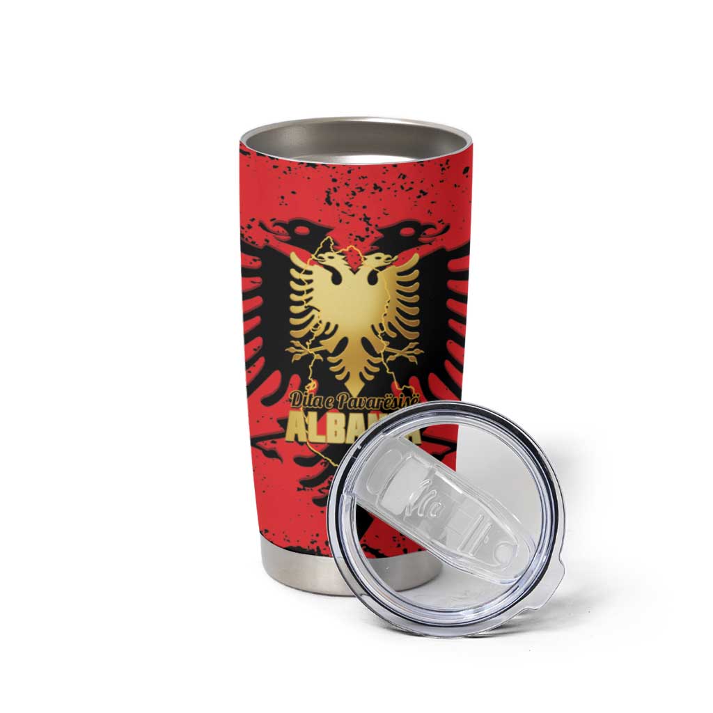 Albania Independence Day Tumbler Cup Dita e Pavaresise Map Grunge Style - Wonder Print Shop