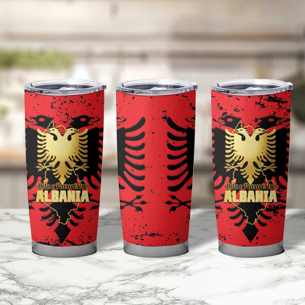 Albania Independence Day Tumbler Cup Dita e Pavaresise Map Grunge Style - Wonder Print Shop