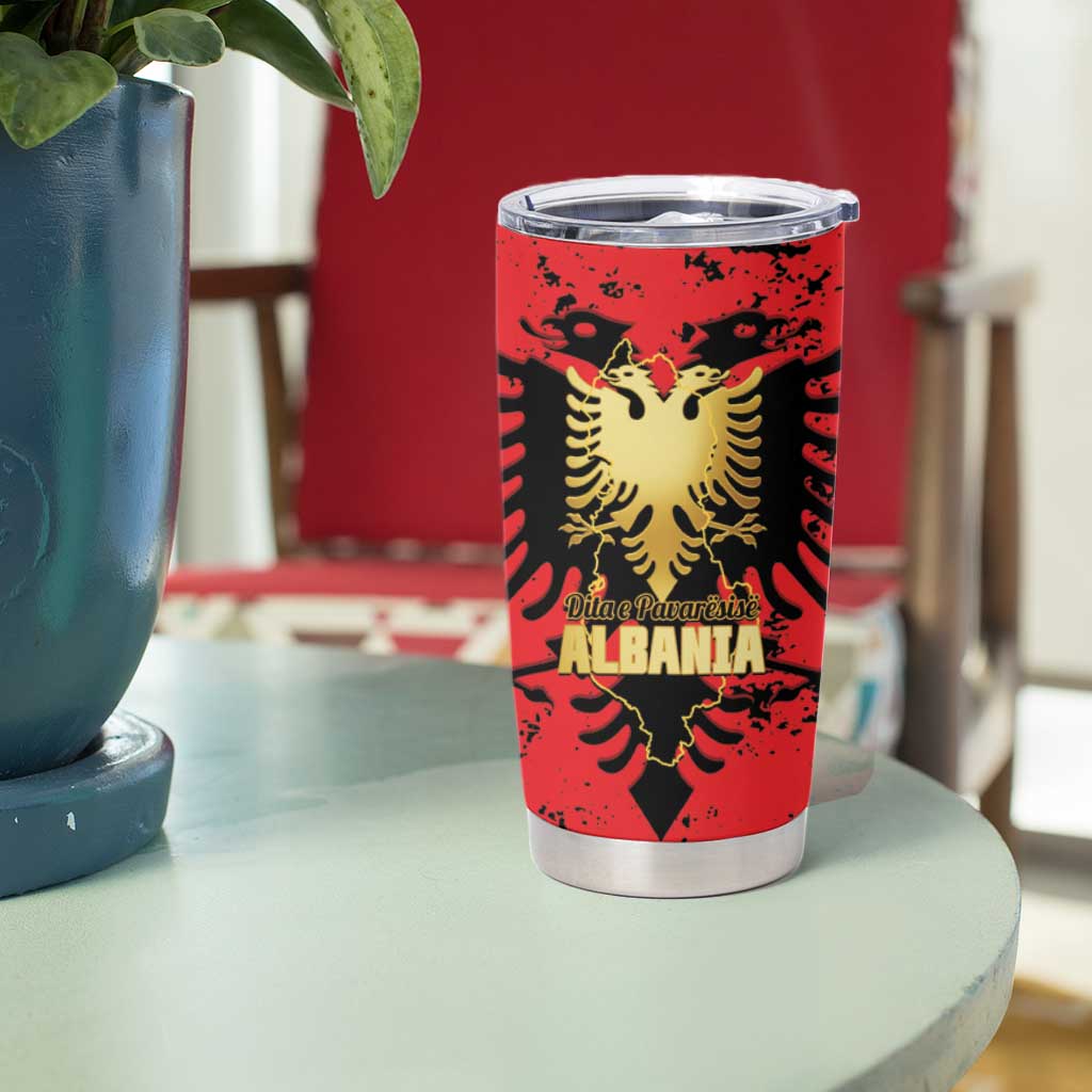 Albania Independence Day Tumbler Cup Dita e Pavaresise Map Grunge Style - Wonder Print Shop
