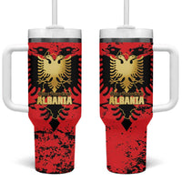Albania Independence Day Tumbler With Handle Dita e Pavaresise Map Grunge Style - Wonder Print Shop