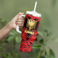 Albania Independence Day Tumbler With Handle Dita e Pavaresise Map Grunge Style - Wonder Print Shop