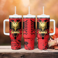 Albania Independence Day Tumbler With Handle Dita e Pavaresise Map Grunge Style - Wonder Print Shop