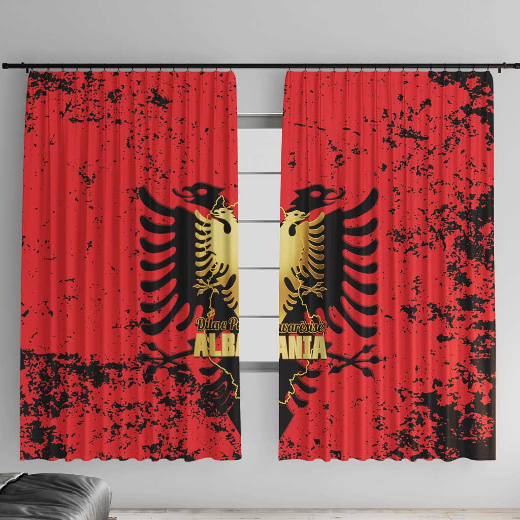Albania Independence Day Window Curtain Dita e Pavaresise Map Grunge Style - Wonder Print Shop