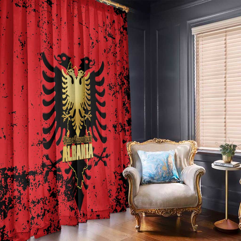 Albania Independence Day Window Curtain Dita e Pavaresise Map Grunge Style - Wonder Print Shop