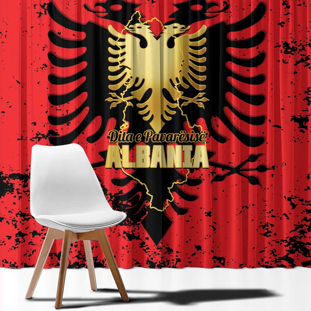 Albania Independence Day Window Curtain Dita e Pavaresise Map Grunge Style - Wonder Print Shop