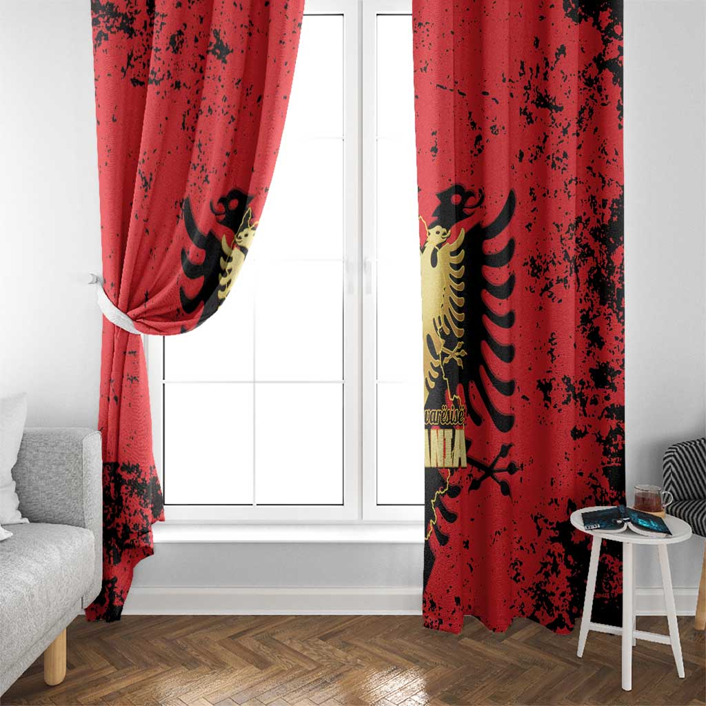 Albania Independence Day Window Curtain Dita e Pavaresise Map Grunge Style - Wonder Print Shop