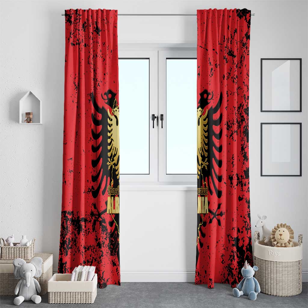 Albania Independence Day Window Curtain Dita e Pavaresise Map Grunge Style - Wonder Print Shop