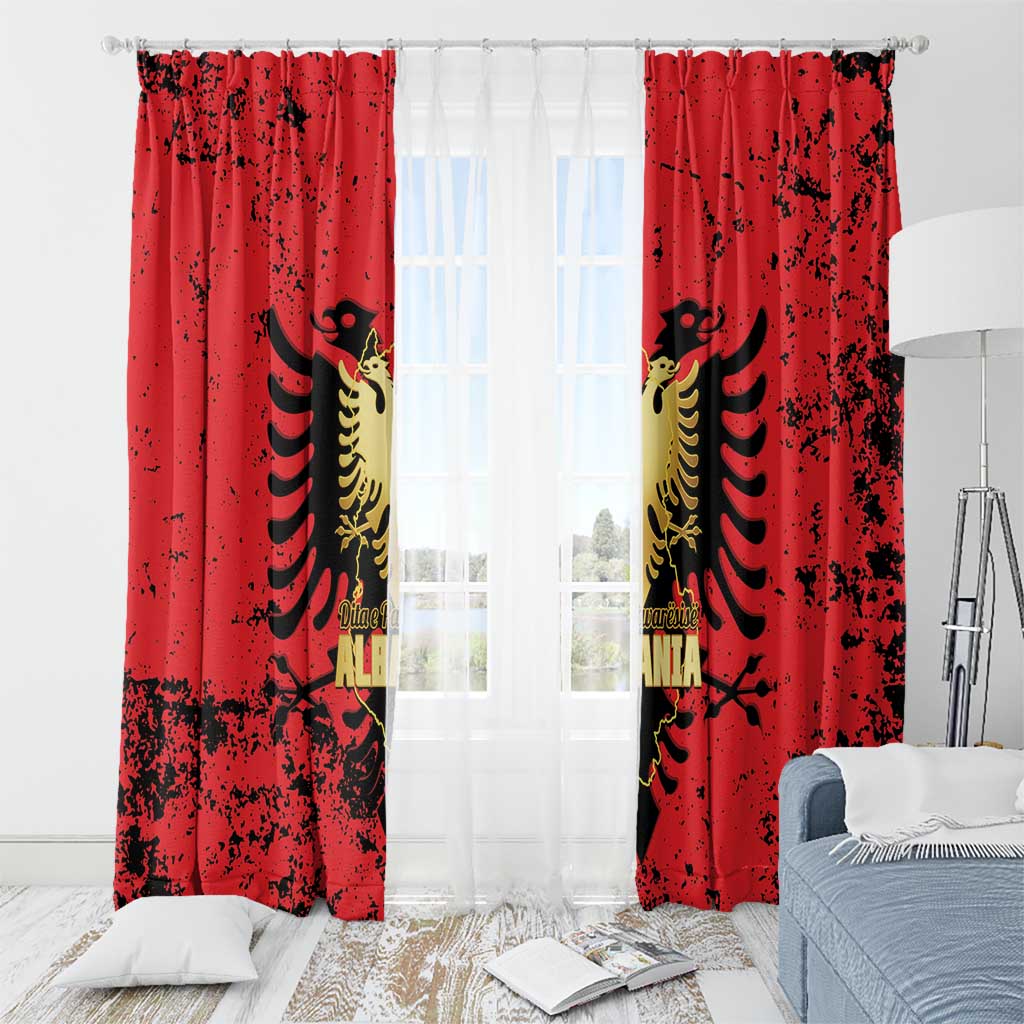 Albania Independence Day Window Curtain Dita e Pavaresise Map Grunge Style - Wonder Print Shop