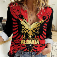 Albania Independence Day Women Casual Shirt Dita e Pavaresise Map Grunge Style - Wonder Print Shop