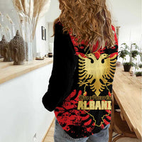 Albania Independence Day Women Casual Shirt Dita e Pavaresise Map Grunge Style - Wonder Print Shop