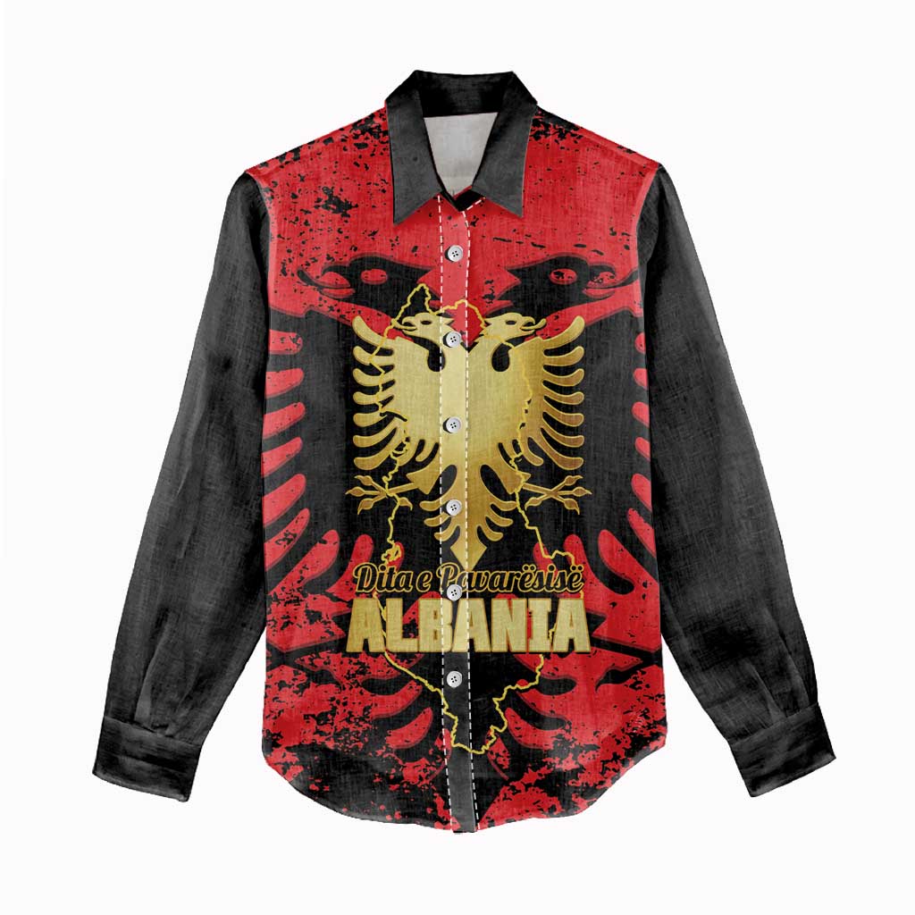 Albania Independence Day Women Casual Shirt Dita e Pavaresise Map Grunge Style - Wonder Print Shop