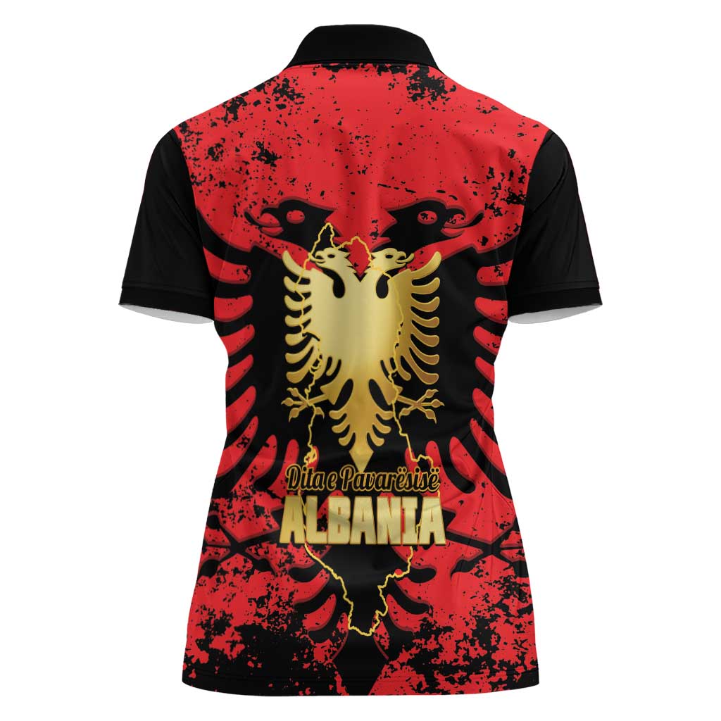 Albania Independence Day Women Polo Shirt Dita e Pavaresise Map Grunge Style - Wonder Print Shop