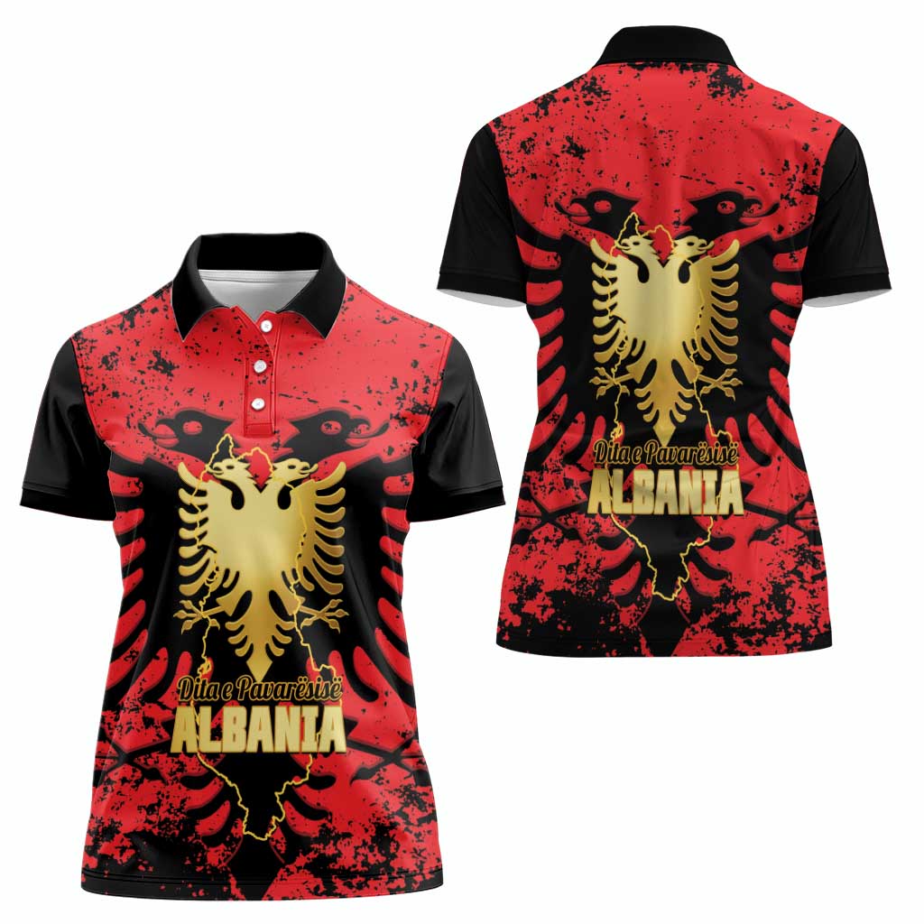 Albania Independence Day Women Polo Shirt Dita e Pavaresise Map Grunge Style - Wonder Print Shop