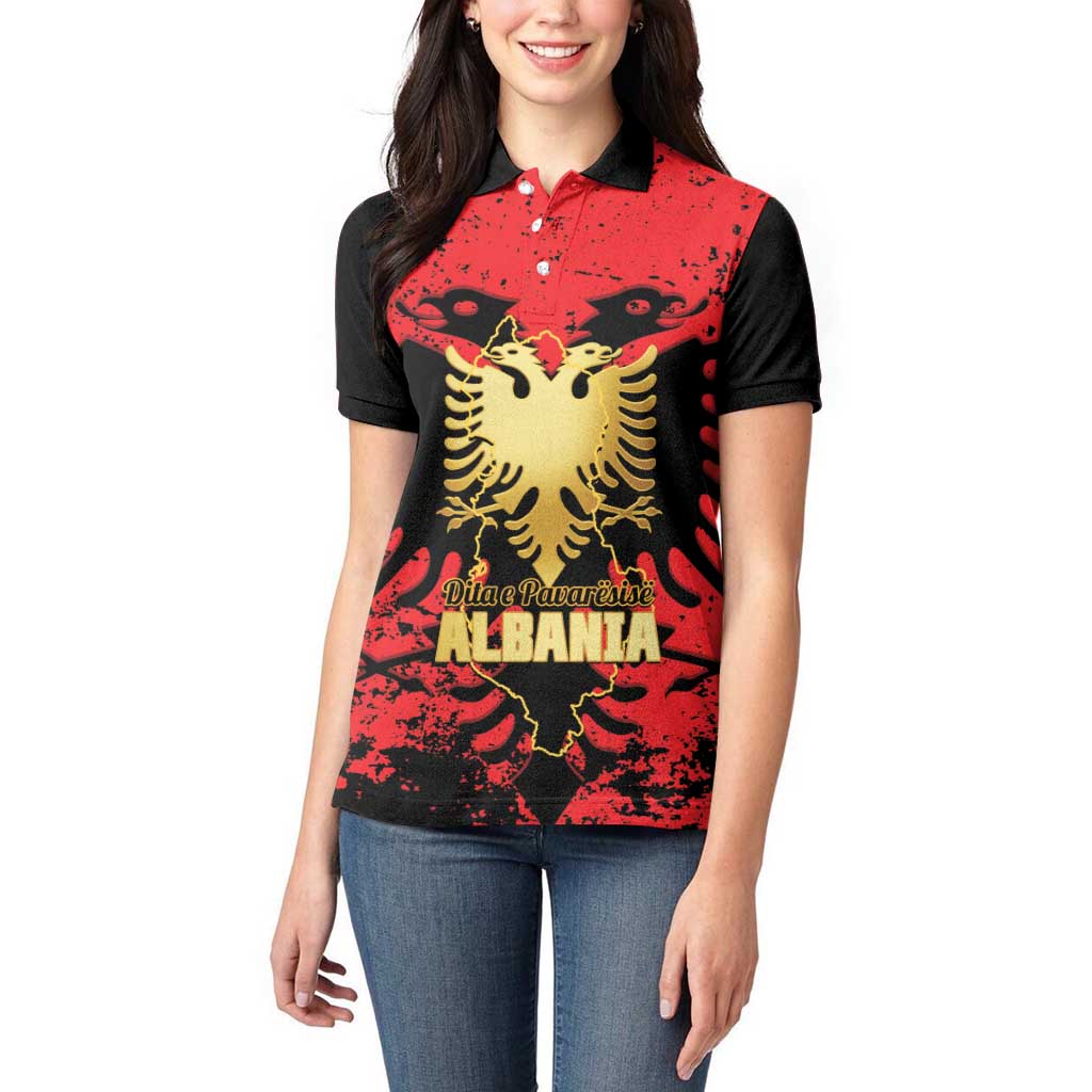 Albania Independence Day Women Polo Shirt Dita e Pavaresise Map Grunge Style - Wonder Print Shop
