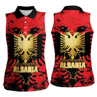 Albania Independence Day Women Sleeveless Polo Shirt Dita e Pavaresise Map Grunge Style - Wonder Print Shop