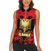 Albania Independence Day Women Sleeveless Polo Shirt Dita e Pavaresise Map Grunge Style - Wonder Print Shop