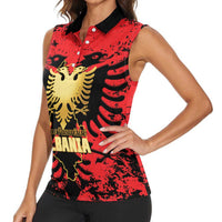 Albania Independence Day Women Sleeveless Polo Shirt Dita e Pavaresise Map Grunge Style - Wonder Print Shop