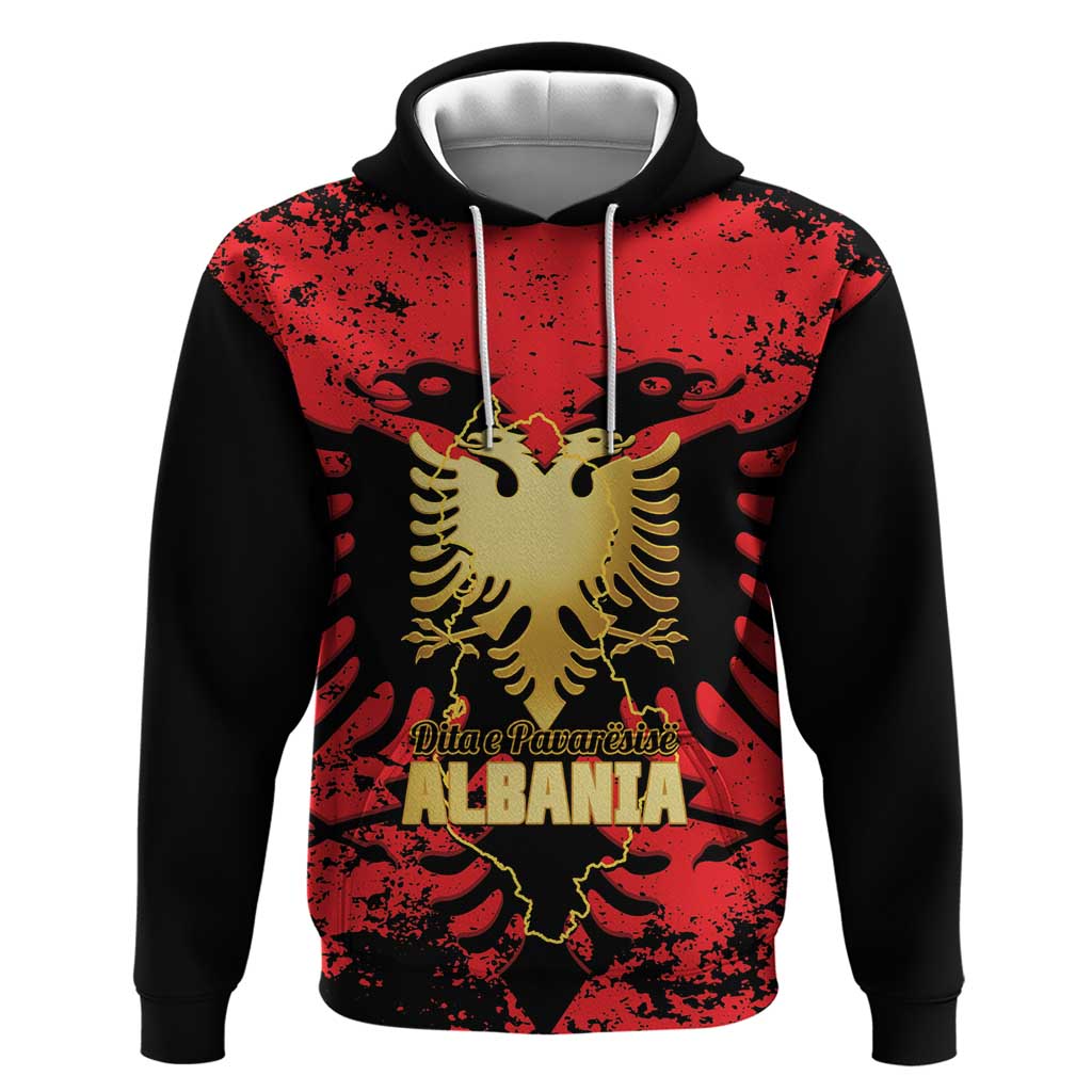 Albania Independence Day Zip Hoodie Dita e Pavaresise Map Grunge Style - Wonder Print Shop