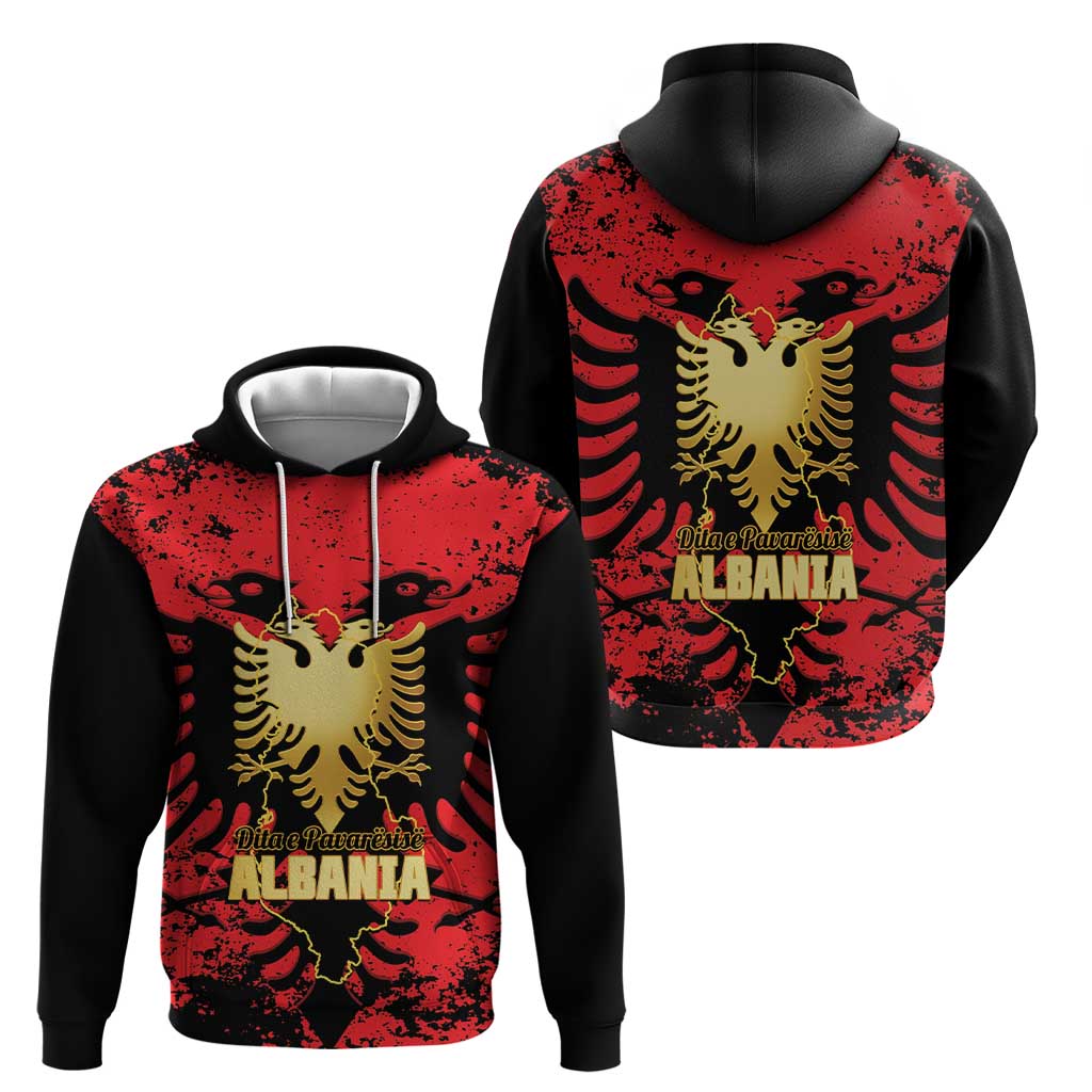 Albania Independence Day Zip Hoodie Dita e Pavaresise Map Grunge Style - Wonder Print Shop