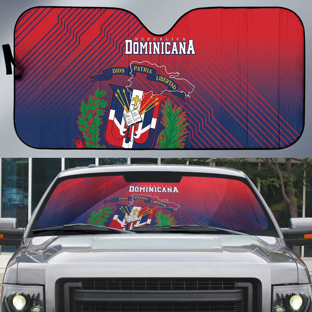 Dominican Republic 2026 Baseball Auto Sun Shade Coat Of Arms Gradient Style - Wonder Print Shop