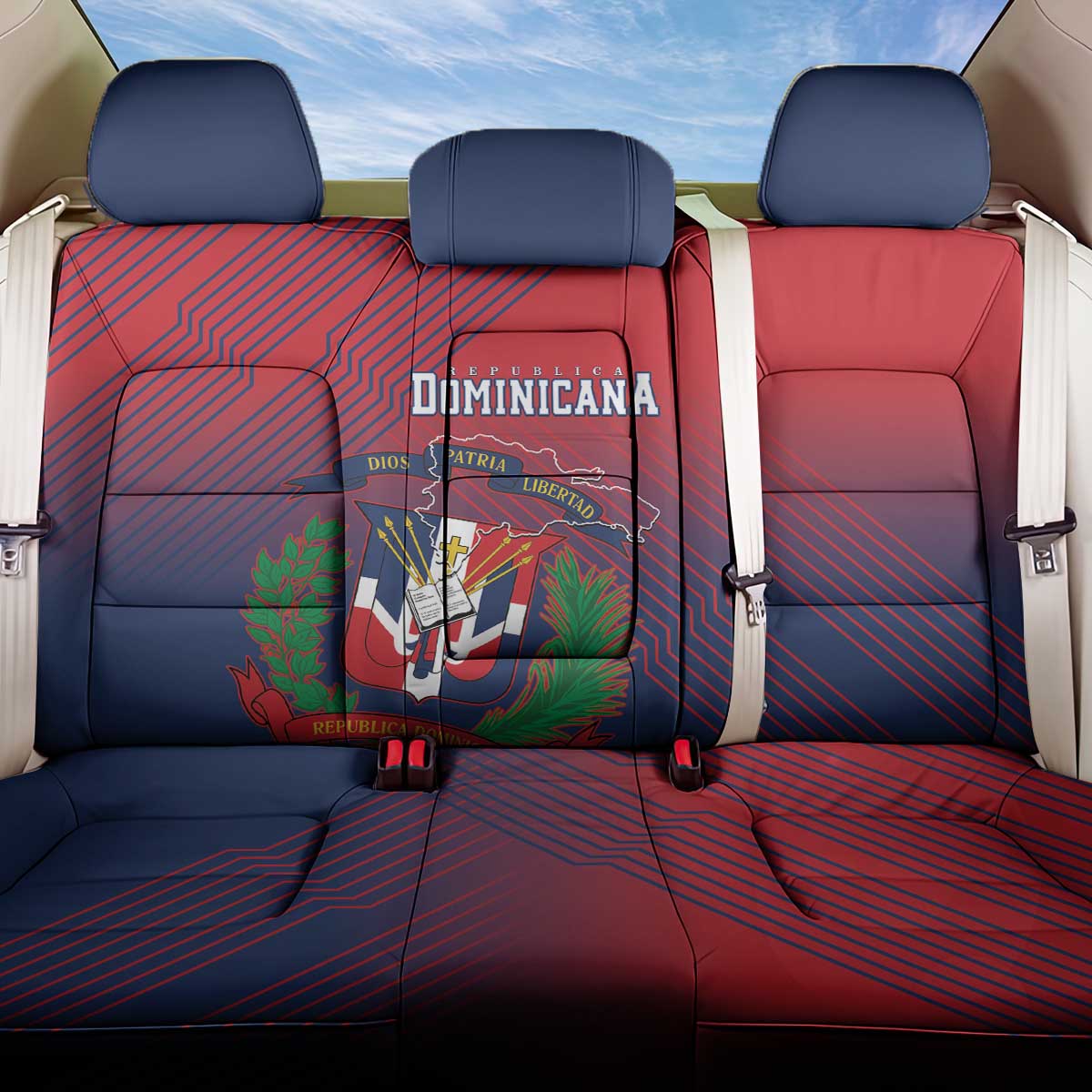 Dominican Republic 2026 Baseball Back Car Seat Cover Coat Of Arms Gradient Style - Wonder Print Shop