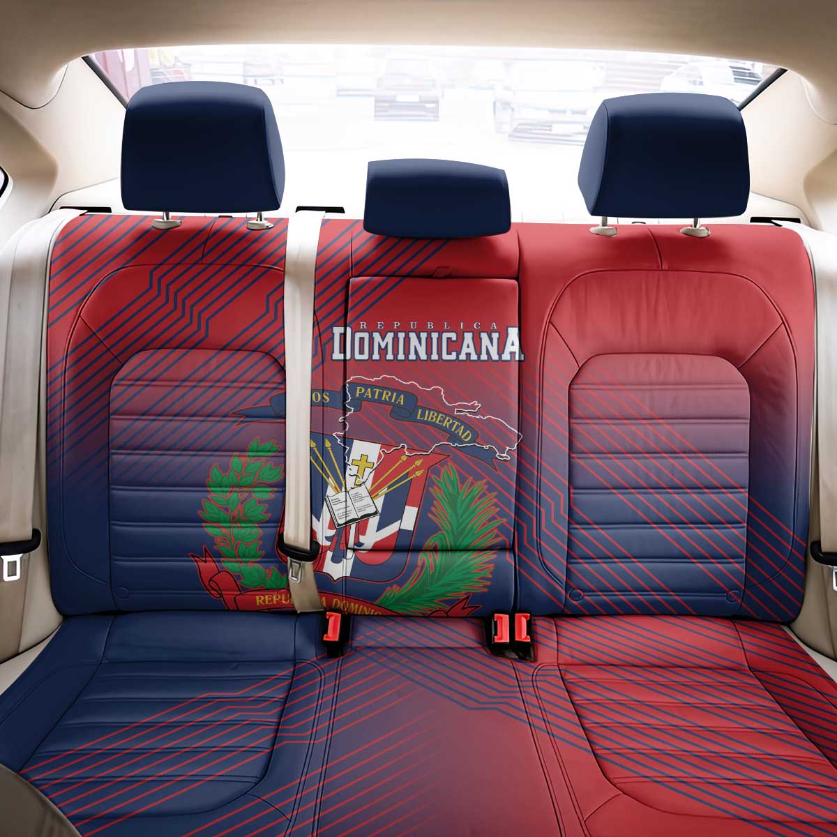 Dominican Republic 2026 Baseball Back Car Seat Cover Coat Of Arms Gradient Style - Wonder Print Shop