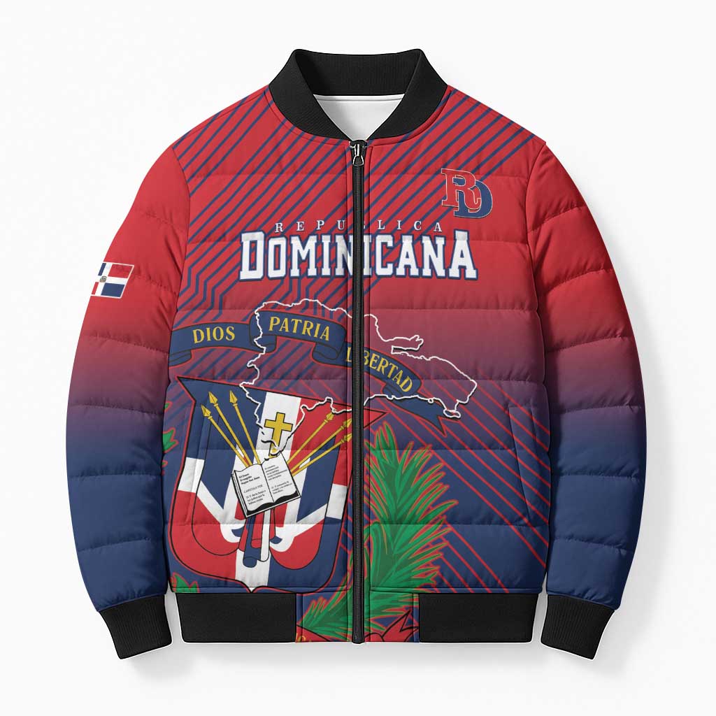 Dominican Republic 2026 Baseball Custom Bomber Puffer Jacket Coat Of Arms Gradient Style - Wonder Print Shop