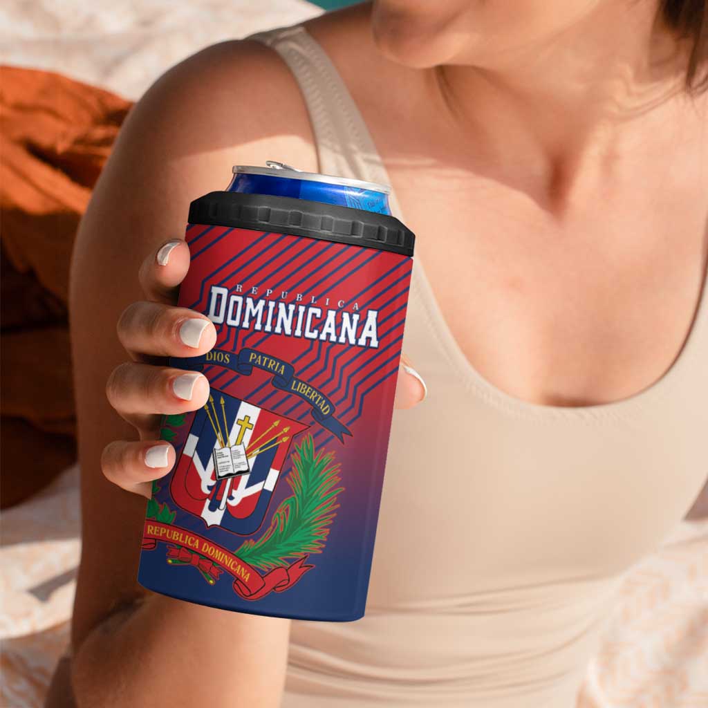 Dominican Republic 2026 Baseball Custom 4 in 1 Can Cooler Tumbler Coat Of Arms Gradient Style - Wonder Print Shop