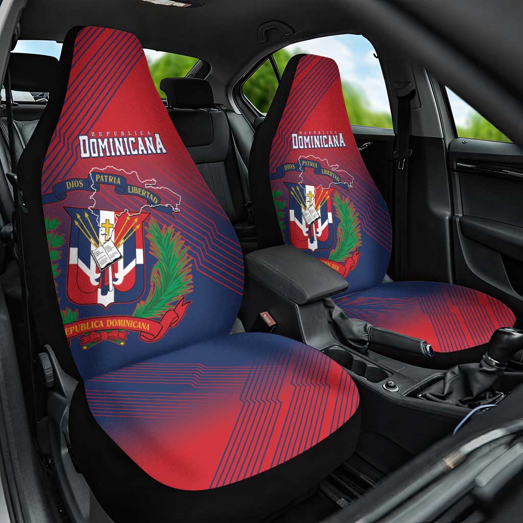 Dominican Republic 2026 Baseball Car Seat Cover Coat Of Arms Gradient Style - Wonder Print Shop