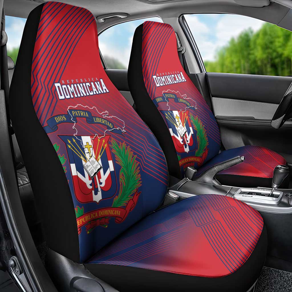 Dominican Republic 2026 Baseball Car Seat Cover Coat Of Arms Gradient Style - Wonder Print Shop