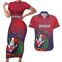 Dominican Republic 2026 Baseball Custom Couples Matching Short Sleeve Bodycon Dress and Hawaiian Shirt Coat Of Arms Gradient Style - Wonder Print Shop