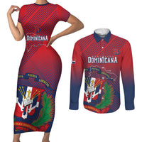 Dominican Republic 2026 Baseball Custom Couples Matching Short Sleeve Bodycon Dress and Long Sleeve Button Shirt Coat Of Arms Gradient Style - Wonder Print Shop