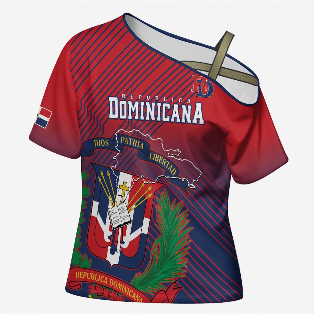 Dominican Republic 2026 Baseball Custom Cross Shoulder Shirt Coat Of Arms Gradient Style - Wonder Print Shop
