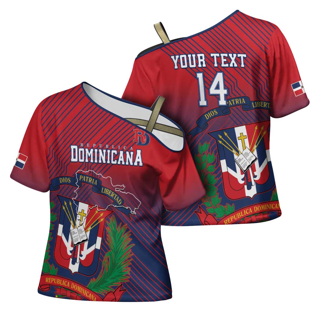 Dominican Republic 2026 Baseball Custom Cross Shoulder Shirt Coat Of Arms Gradient Style - Wonder Print Shop