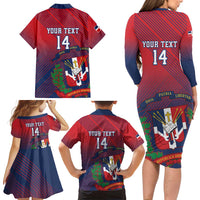 Dominican Republic 2026 Baseball Custom Family Matching Long Sleeve Bodycon Dress and Hawaiian Shirt Coat Of Arms Gradient Style - Wonder Print Shop