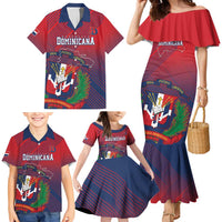 Dominican Republic 2026 Baseball Custom Family Matching Mermaid Dress and Hawaiian Shirt Coat Of Arms Gradient Style - Wonder Print Shop
