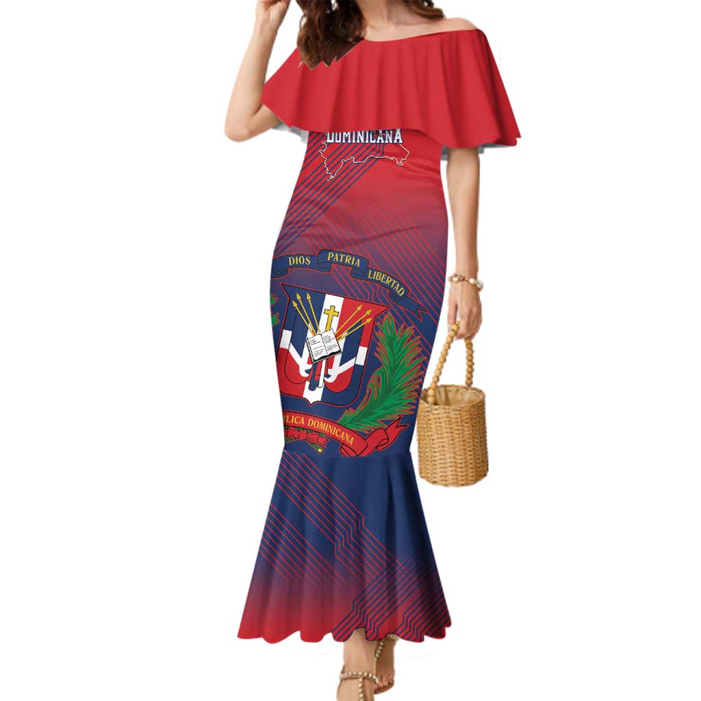 Dominican Republic 2026 Baseball Custom Family Matching Mermaid Dress and Hawaiian Shirt Coat Of Arms Gradient Style - Wonder Print Shop
