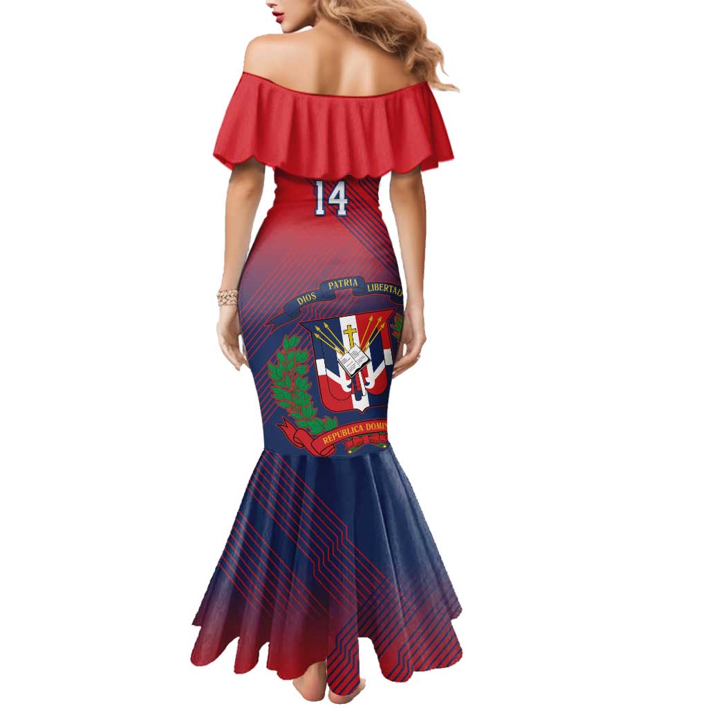 Dominican Republic 2026 Baseball Custom Family Matching Mermaid Dress and Hawaiian Shirt Coat Of Arms Gradient Style - Wonder Print Shop