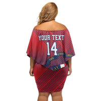 Dominican Republic 2026 Baseball Custom Family Matching Off Shoulder Short Dress and Hawaiian Shirt Coat Of Arms Gradient Style - Wonder Print Shop
