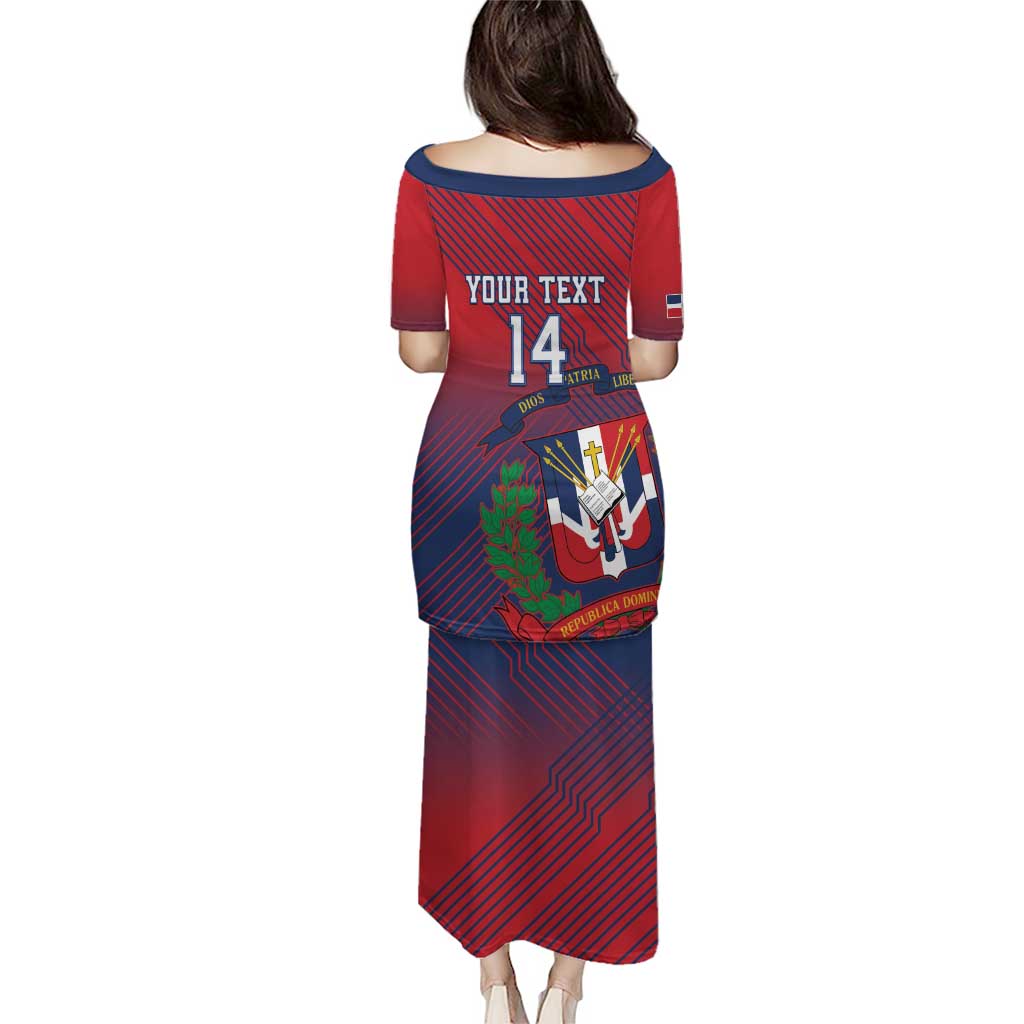 Dominican Republic 2026 Baseball Custom Family Matching Puletasi and Hawaiian Shirt Coat Of Arms Gradient Style - Wonder Print Shop