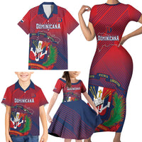 Dominican Republic 2026 Baseball Custom Family Matching Short Sleeve Bodycon Dress and Hawaiian Shirt Coat Of Arms Gradient Style - Wonder Print Shop